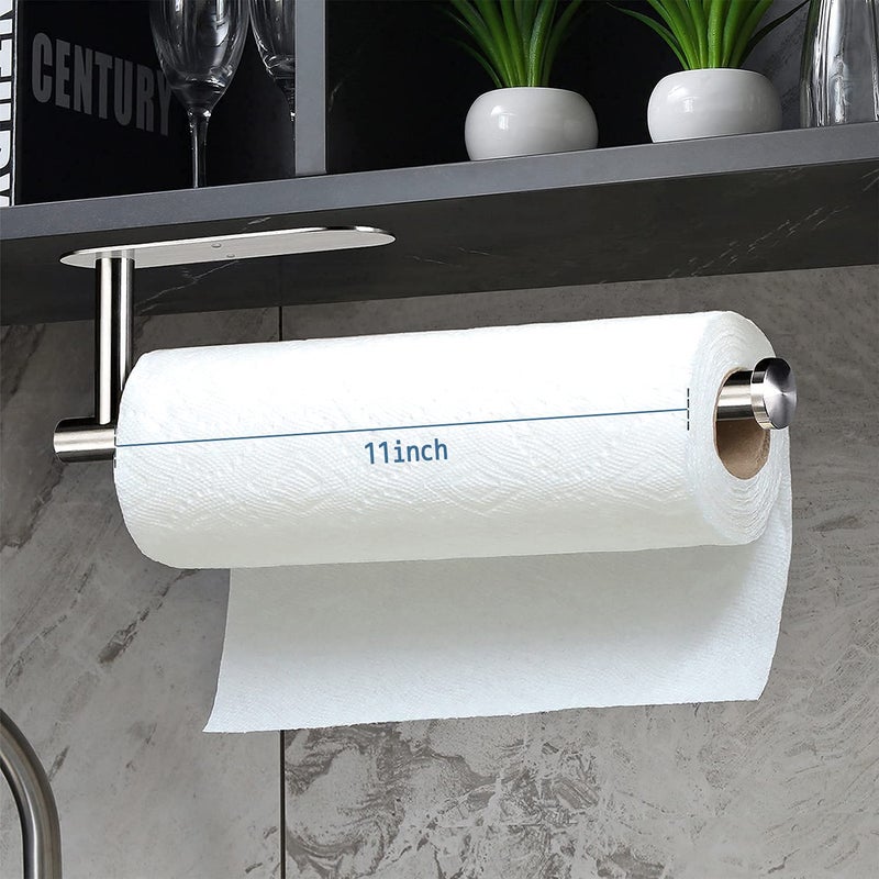 Gewtur Paper Towel Holder Under Cabinet - Self Adhesive Paper Towel Roll Holder Wall Mount  Gewtur Stainless Steel Paper Towel Holder for Kitchen Bathroom - Image 2